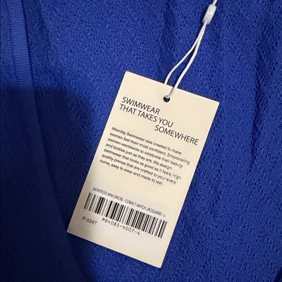 NWT RARE - Monday Swimwear - MONTEGO MINI DRESS - COBALT / Blue - Large - Picture 5 of 6